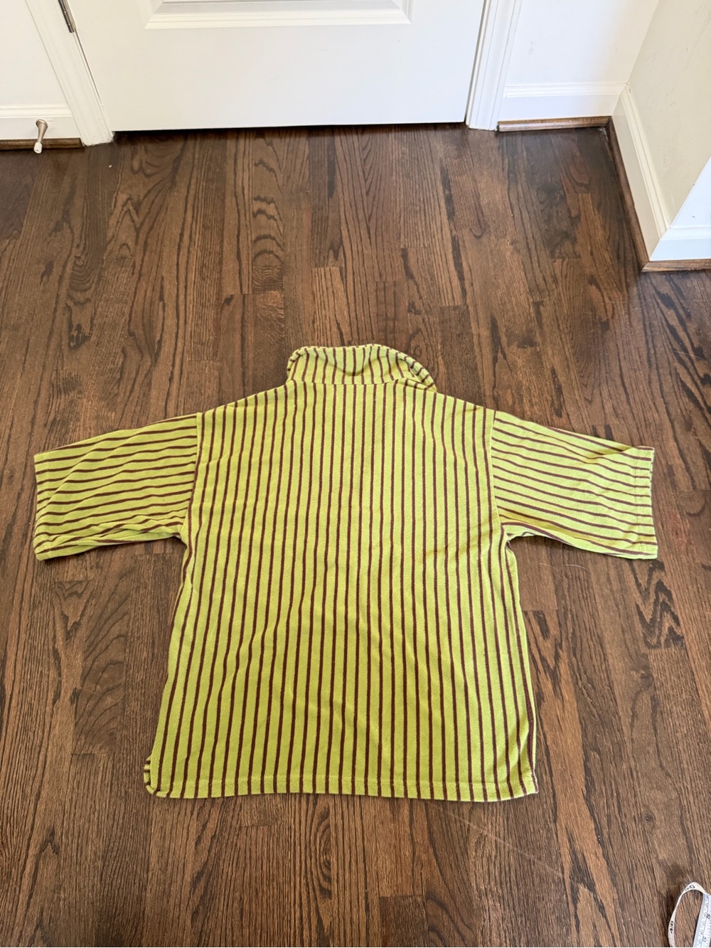 Topshop Olive Green and Brown Striped Short-Sleeve Boxy Top - Picture 3 of 7